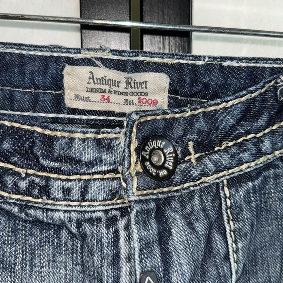 Antique Rivet 34x32 Mens Denim Blue Relaxed Jeans - Picture 4 of 15